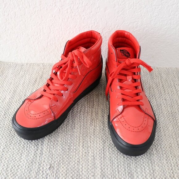 Vans x David Bowie Sk8-Hi Red Patent Leather High Top Sneakers Women 9 / Men 7.5 - Picture 9 of 14